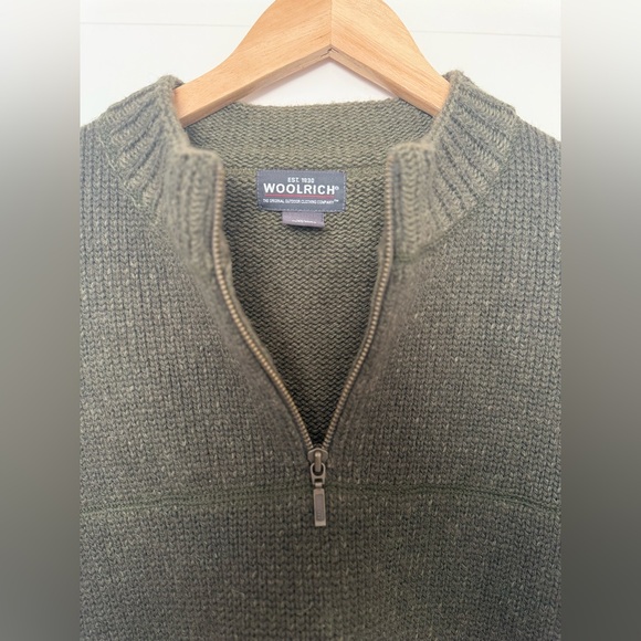 Woolrich Men's Olive Green 1/4 Zip Sweater Wool Blend Classic Knit 2XL - Picture 3 of 6